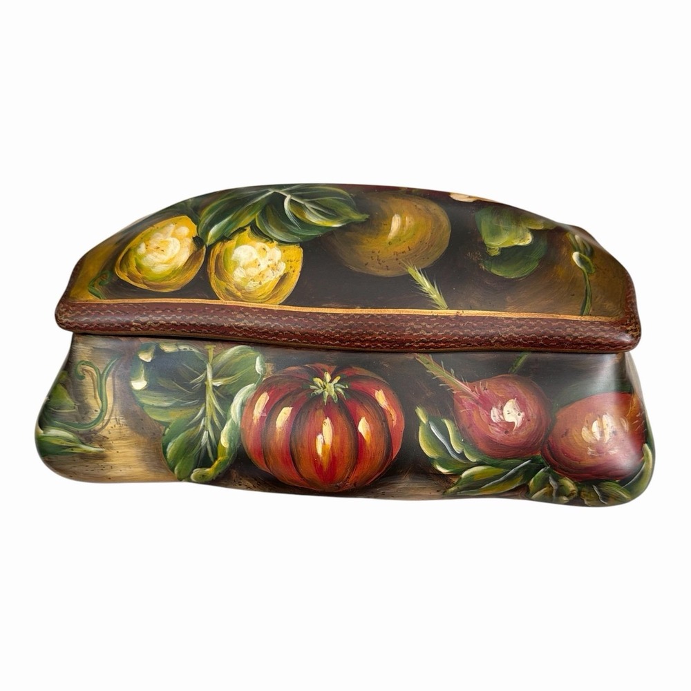 Vintage Toyo Ceramic Box Raymond Waites Harvest Hand Painted Vegetable Gourd
